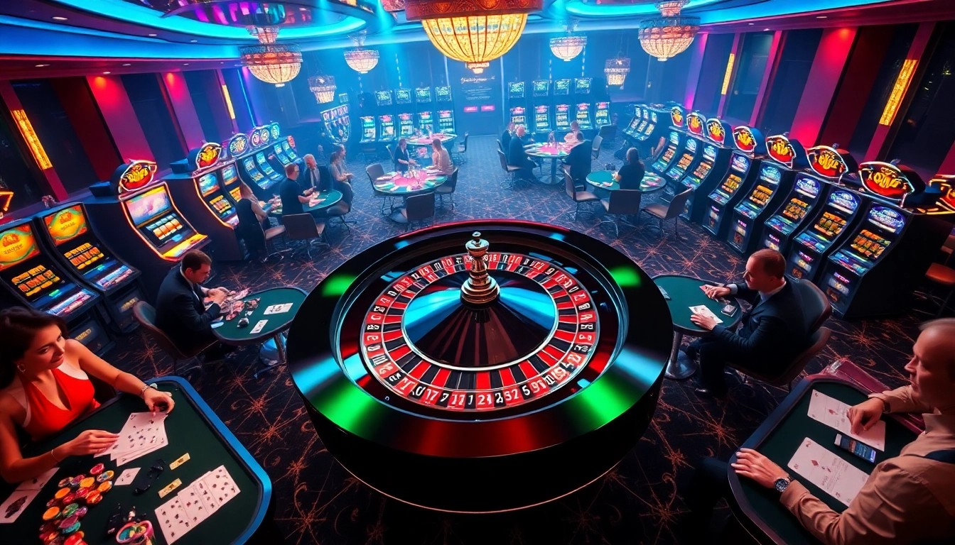 SODO66 casino scene with roulette wheel, players, and vibrant gambling atmosphere