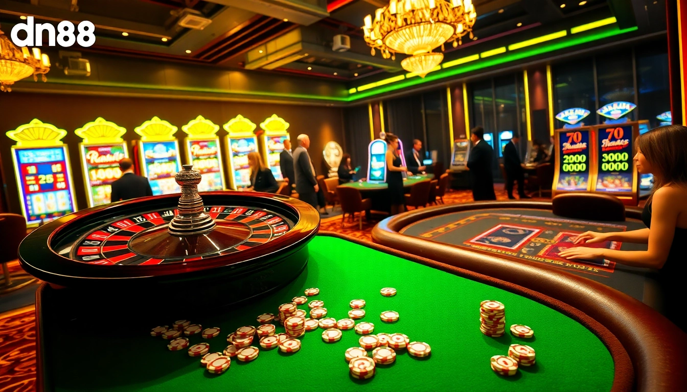 Experience thrilling casino action with dn88 as players engage in exciting table games and slot machines.