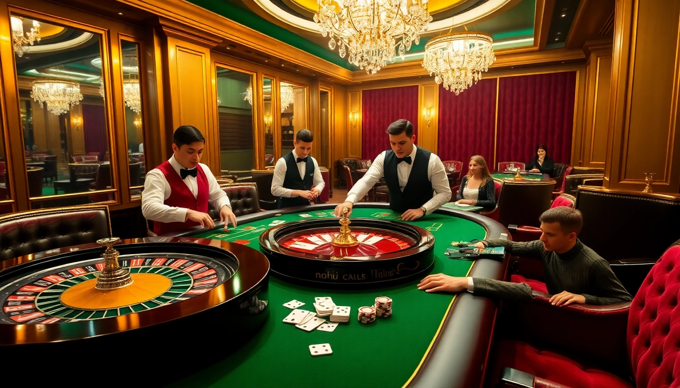 Nohu club scene showcasing an exciting casino table setup with poker chips and cards.