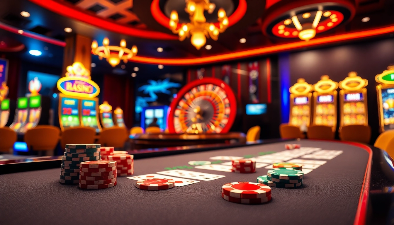 Experience the thrill of gambling with luxurious elements from thabet.com in this enticing casino scene.