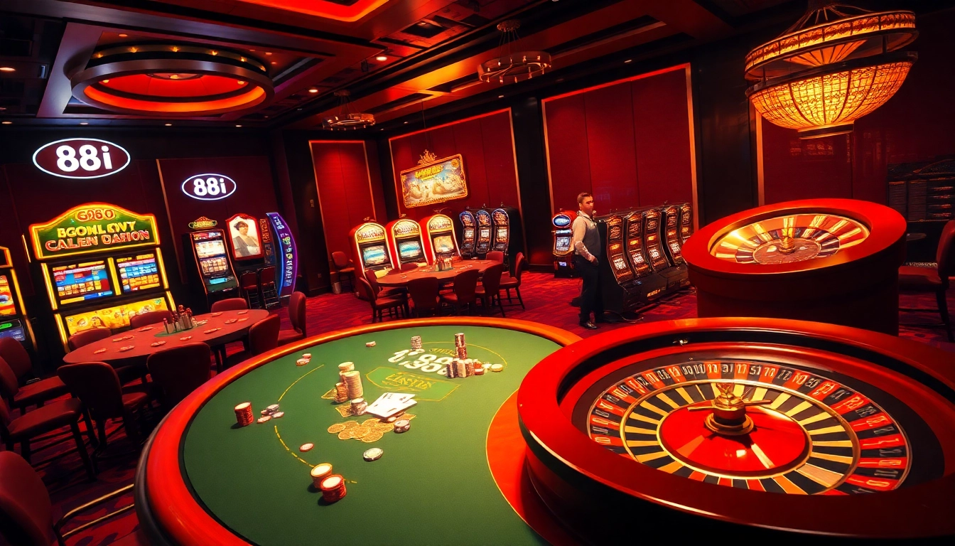 Experience the thrill of gaming at 88i nhà cái with vibrant casino tables and exciting slot machines.