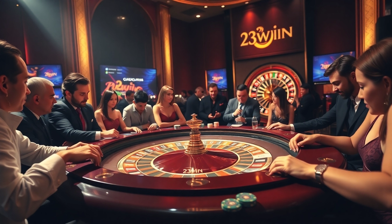 Experience the excitement of roulette gameplay at 23win06, featuring vibrant chips and a spinning wheel.