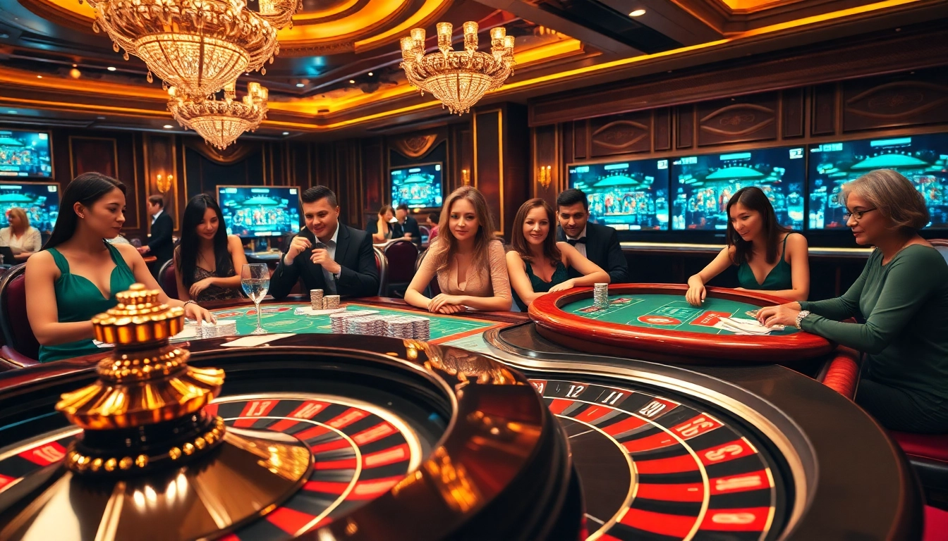 Watch players enjoy thrilling casino games at https://go88vn.asia/ with vibrant chips and a roulette wheel.