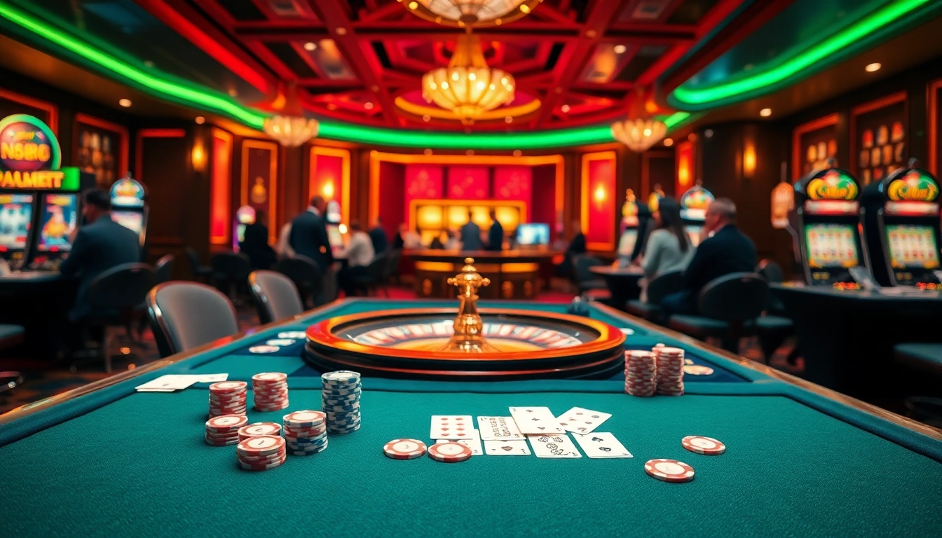 Experience the excitement of nh88 with players enjoying vibrant casino games, chips, and roulette.