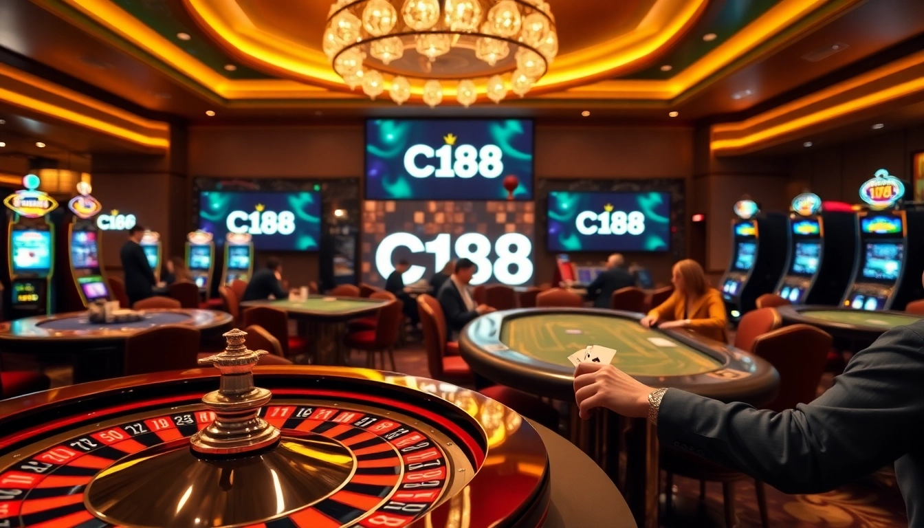 C168's high-stakes casino atmosphere with vibrant slots and poker tables captivating players.