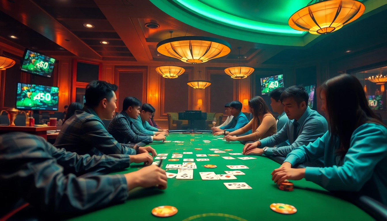 Exciting representation of game bài đổi thưởng in a vibrant online gaming environment with players and card games.