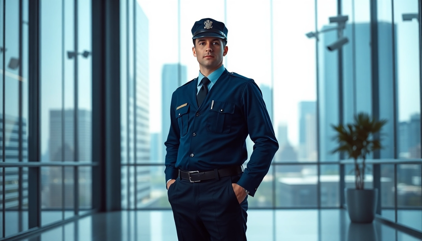 Personal security guard ensuring safety in a modern office environment.