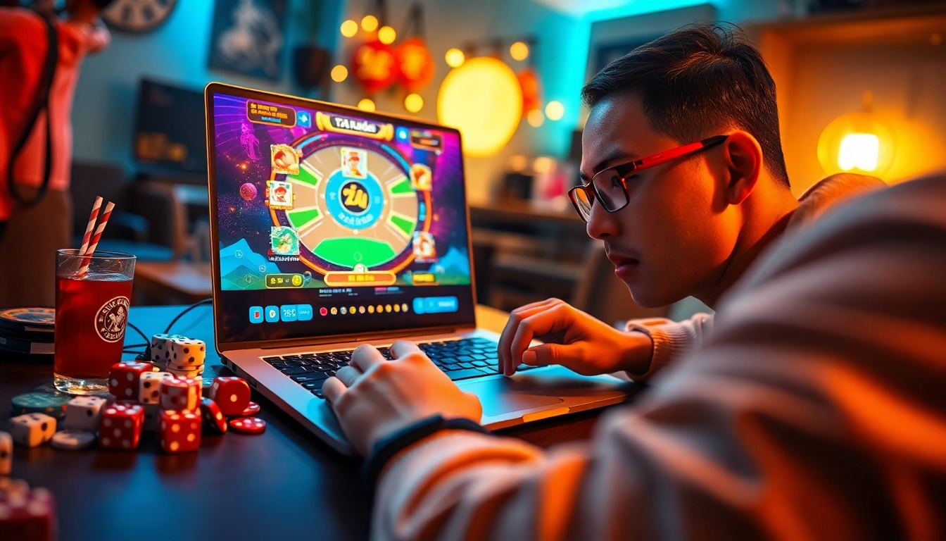 Tài Xỉu MD5 online gaming experience showcasing vibrant action and a focused player.