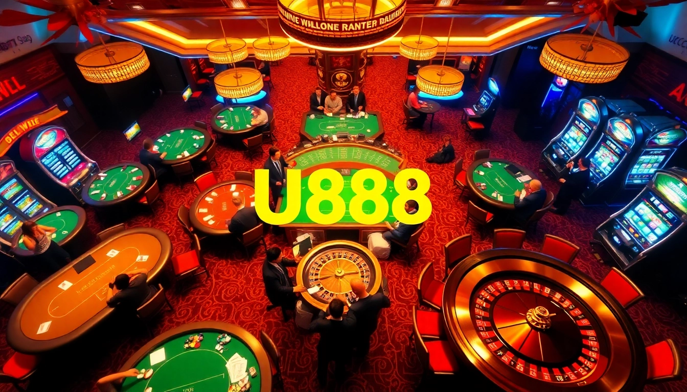 Experience the thrill of U888 with engaging casino tables and vibrant slot machines.