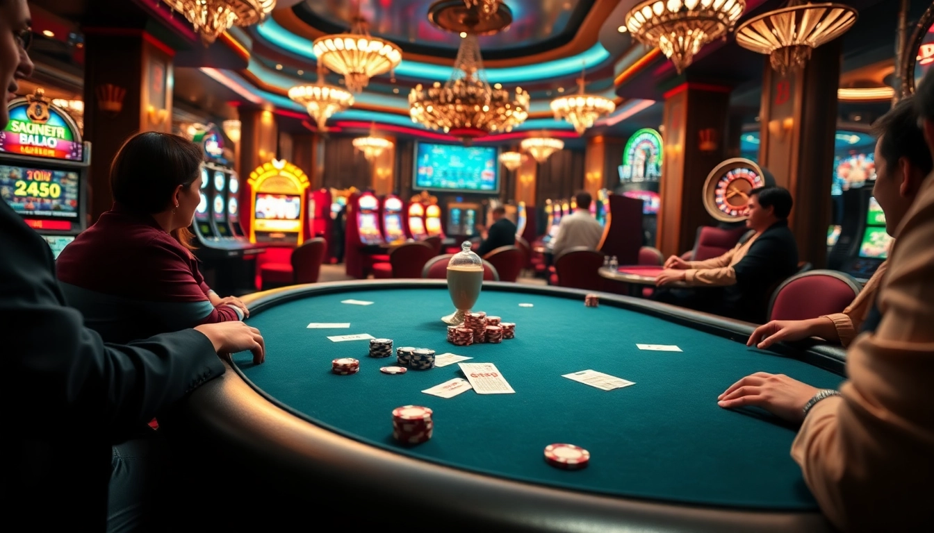 Engaging scene of players betting at a luxurious mm88 casino table.