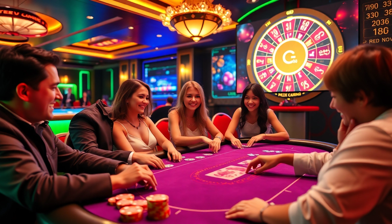Players experiencing the thrill of GG88 poker with vibrant casino ambiance.