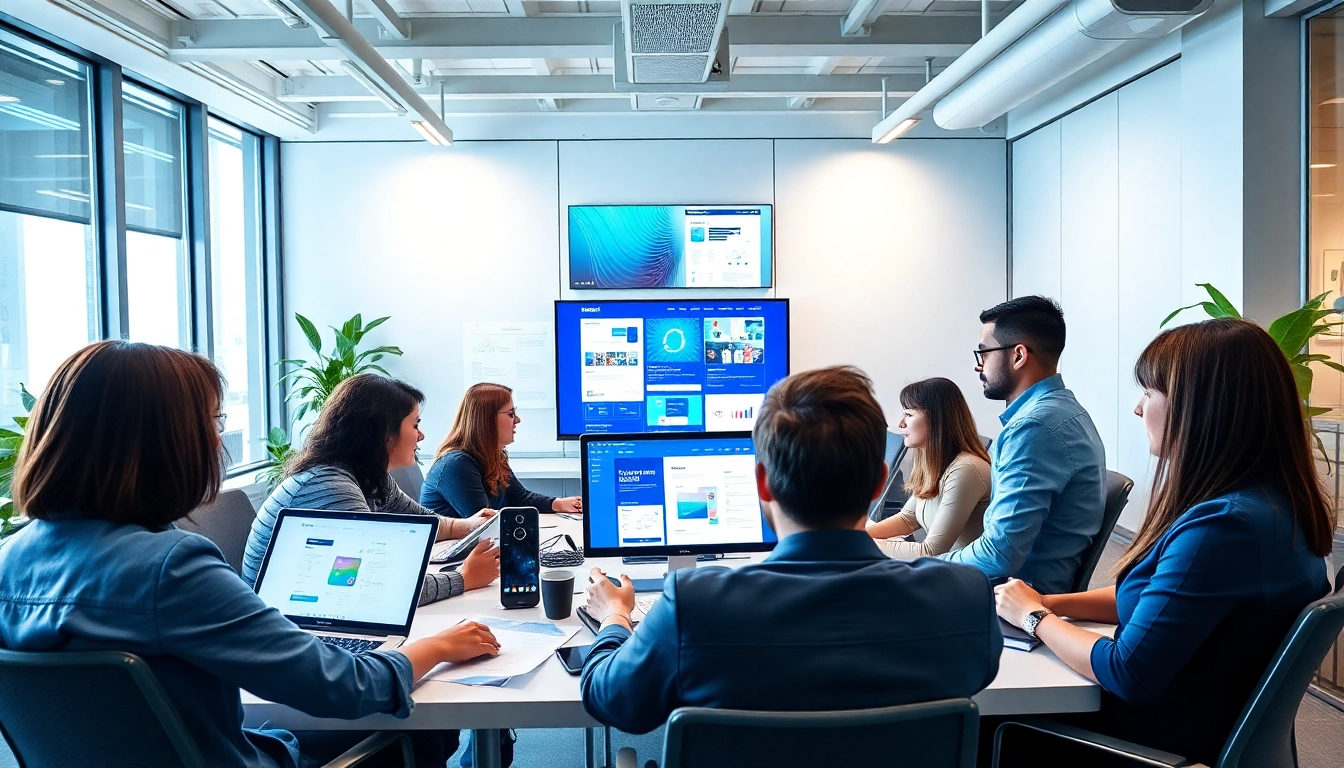 Showcase a dedicated website design agency team brainstorming innovative ideas.