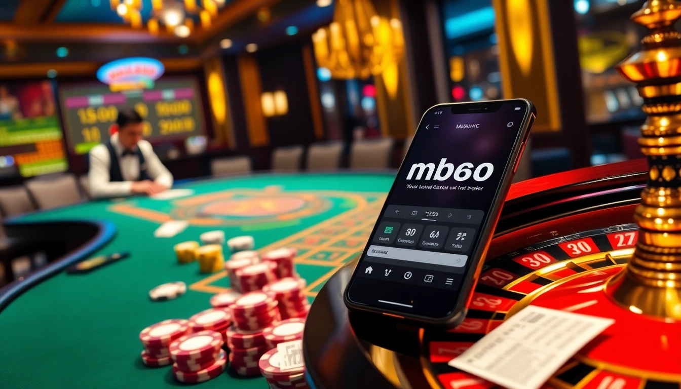 Exciting poker action at mb66.nyc with vibrant chips and roulette wheel in view.