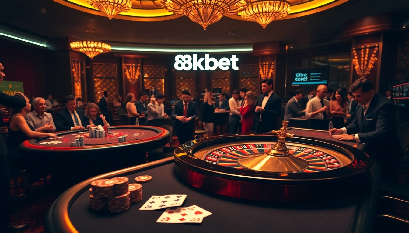 Experience thrilling gameplay at 8kbet with vibrant casino tables and elegant poker chips.