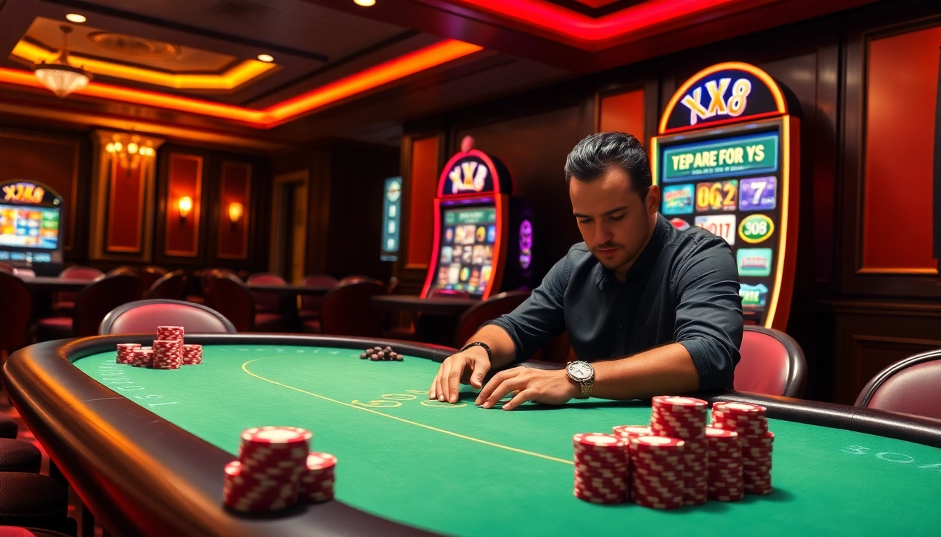 Experience the thrill of X 88 as players engage in strategic poker gameplay in a luxurious casino setting.