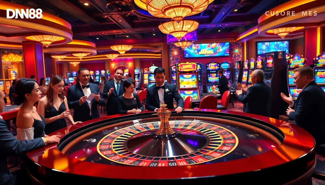 Experience the excitement of DN88 with players at a vibrant casino table.