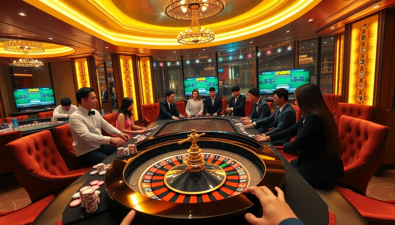 Experience the thrill of dn888 with vibrant casino chips and a stunning roulette table.