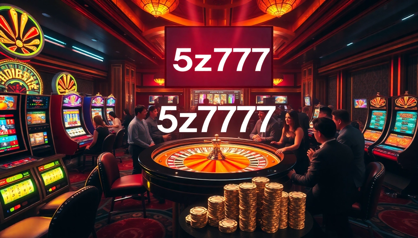 The thrilling 5z777 casino scene showcasing roulette and poker excitement.
