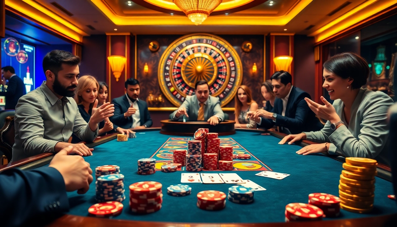 Experience thrilling poker action at ABC8 casino with vibrant chips and elegant cards.