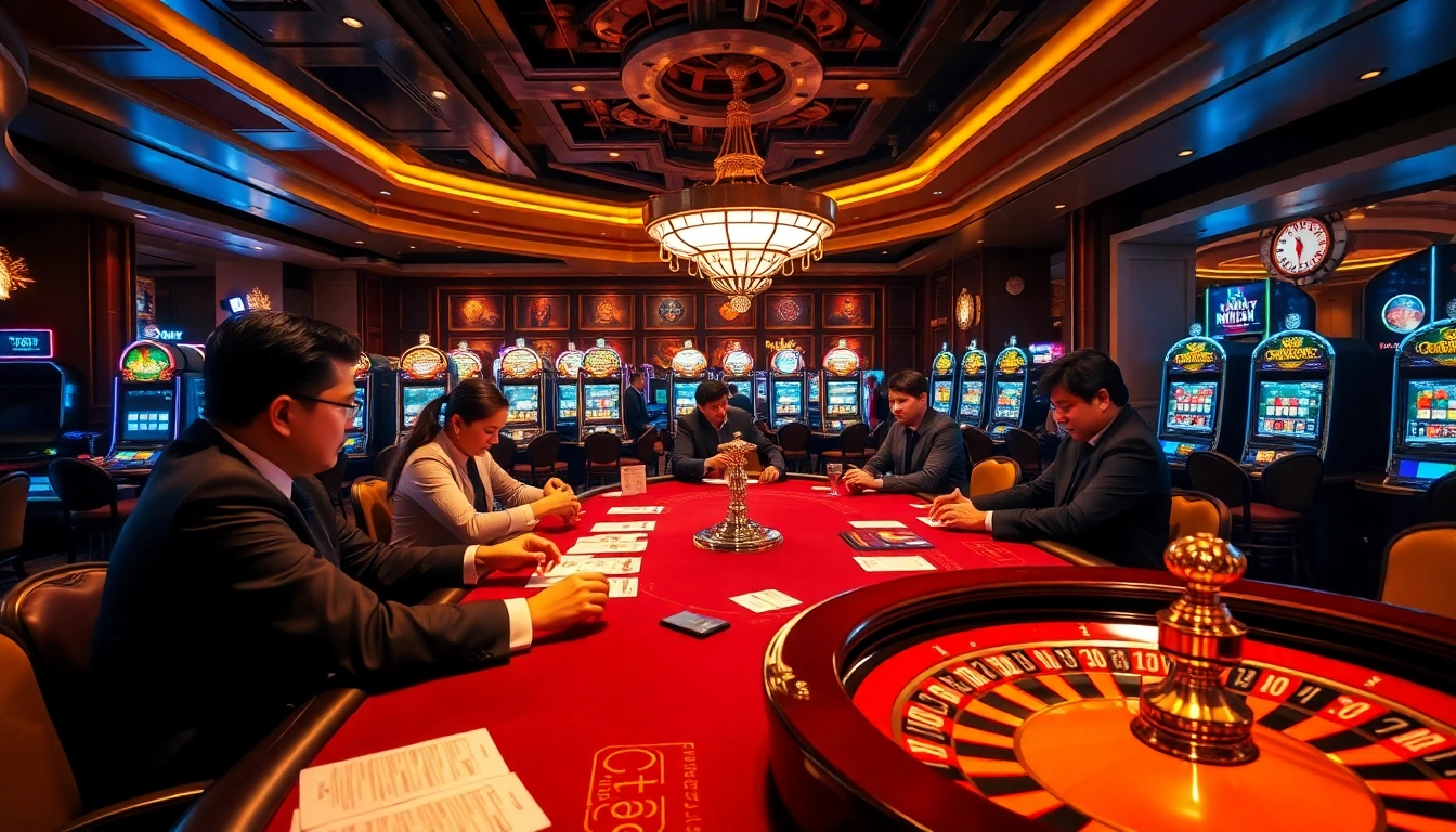 Exciting gameplay at nhà cái af88 casino with vibrant tables and confident players.