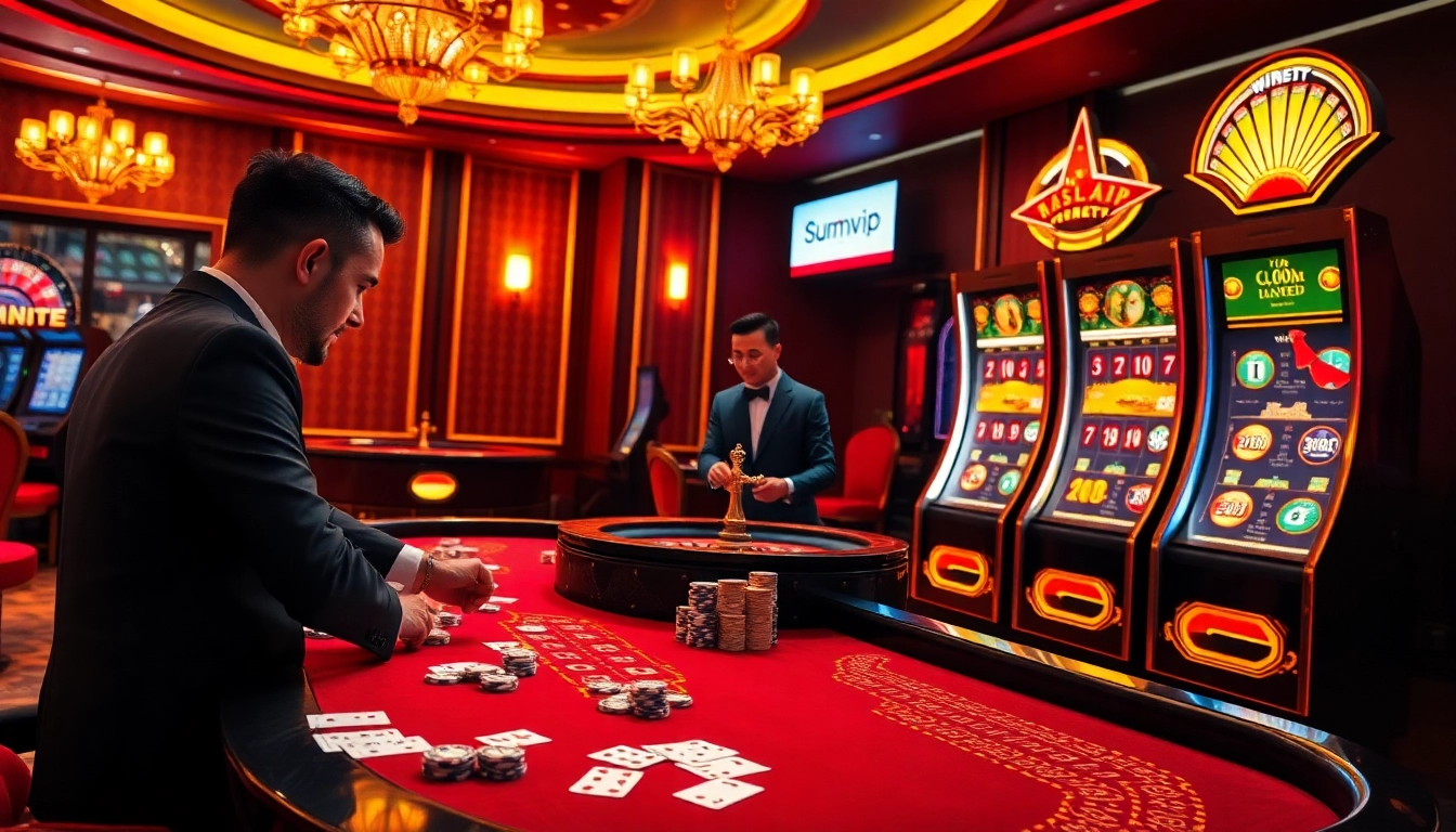 Experience thrilling gameplay with Sumvip on a glamorous online casino setup.