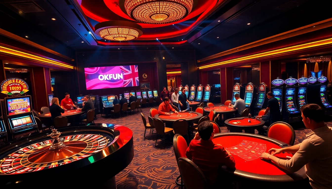 Experience the thrill of winning at OKFUN's dazzling casino tables with lively games and players.