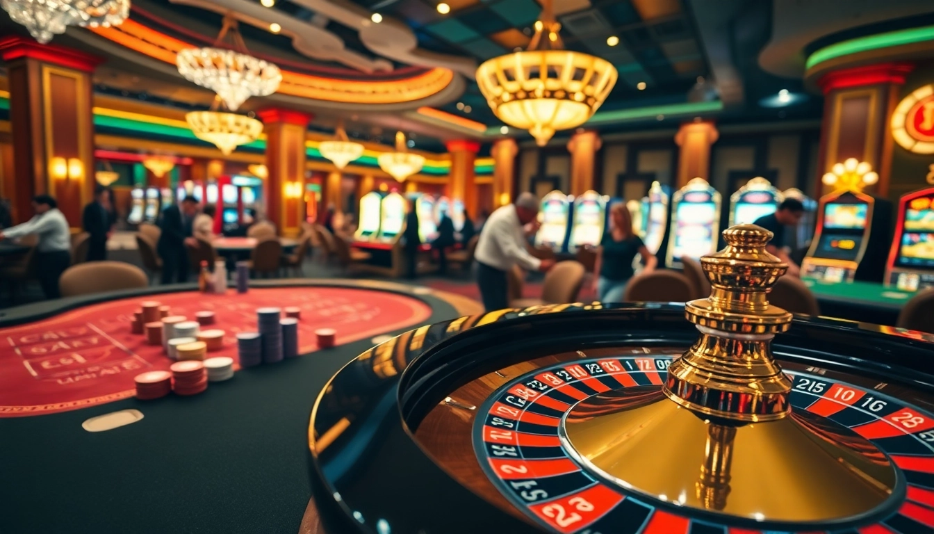 Experience the thrill of bem88 with an elegant casino scene featuring exciting games and lavish décor.