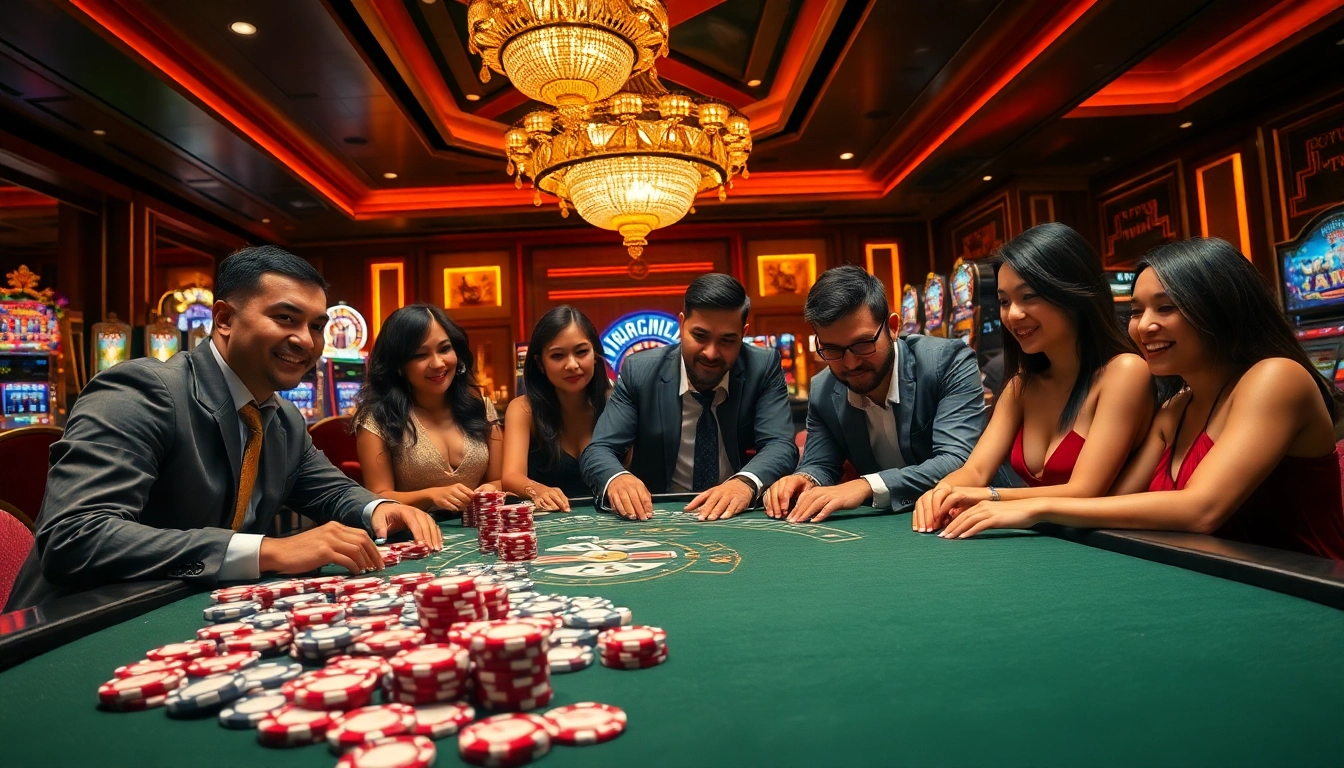 Experience thrilling gameplay at Rikvip's opulent casino tables with vibrant cards and chips.