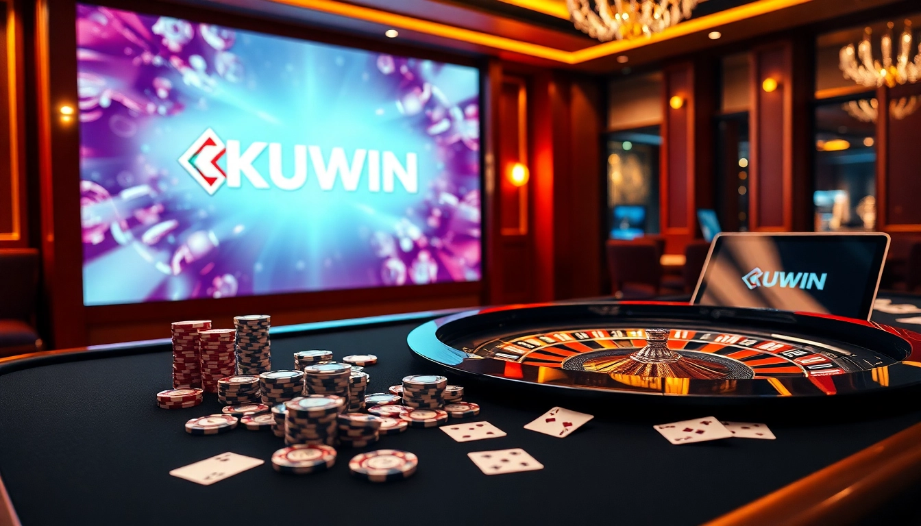 Experience the thrill of online gambling with KUWIN's vibrant casino atmosphere and engaging game visuals.