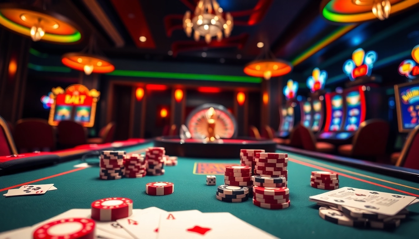 Experience vibrant gaming excitement at XX88 casino tables with engaging poker chips and cards.