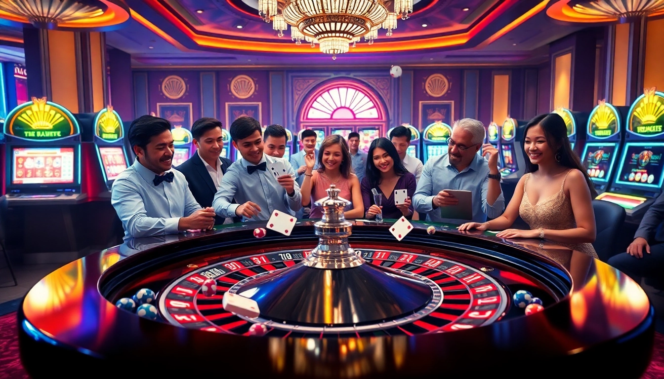 Experience the thrilling ty le keo action at a vibrant casino scene with table games and excited players.
