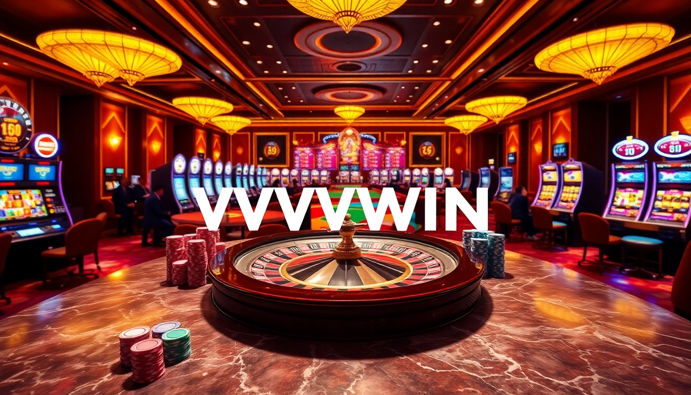 Experience thrilling gameplay at VVVWIN's modern online casino with colorful chips and lively atmosphere.