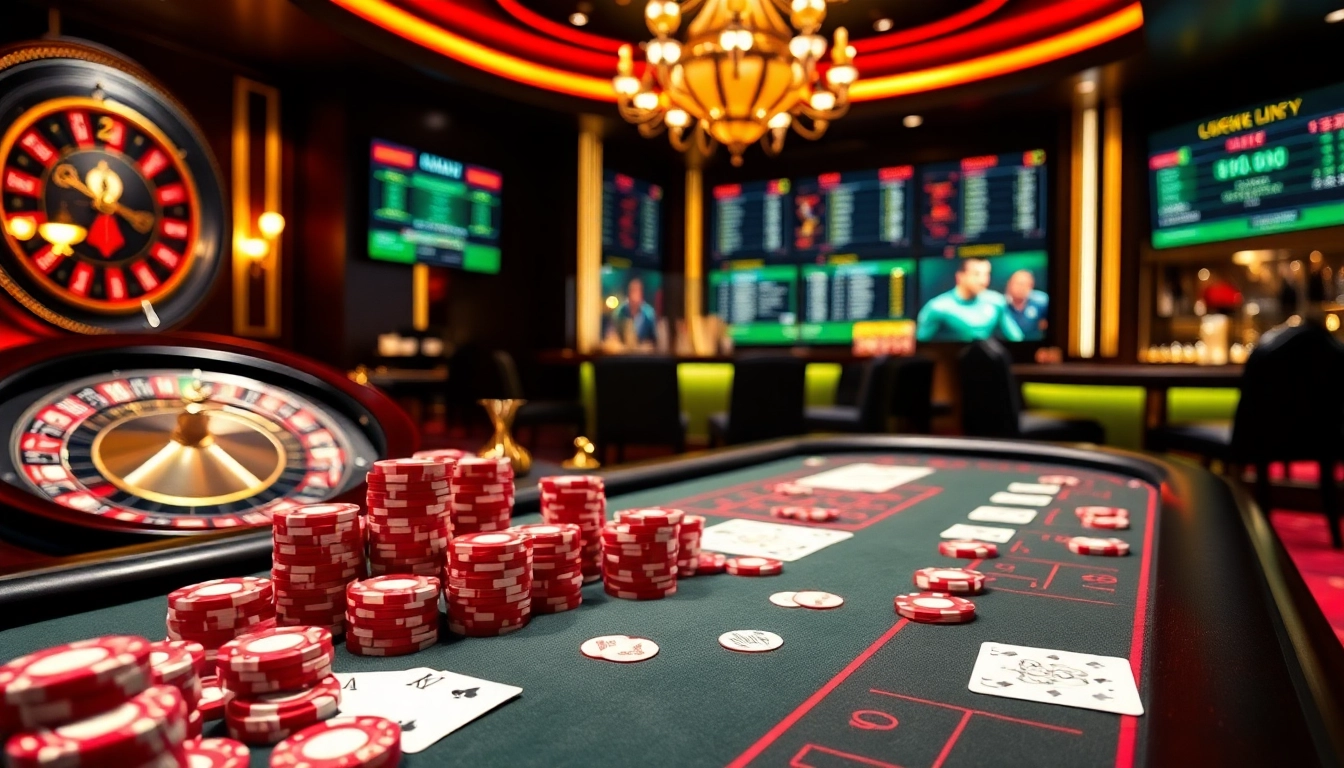 Experience thrilling gameplay at Luckywin with vibrant poker chips and stylish casino elements.