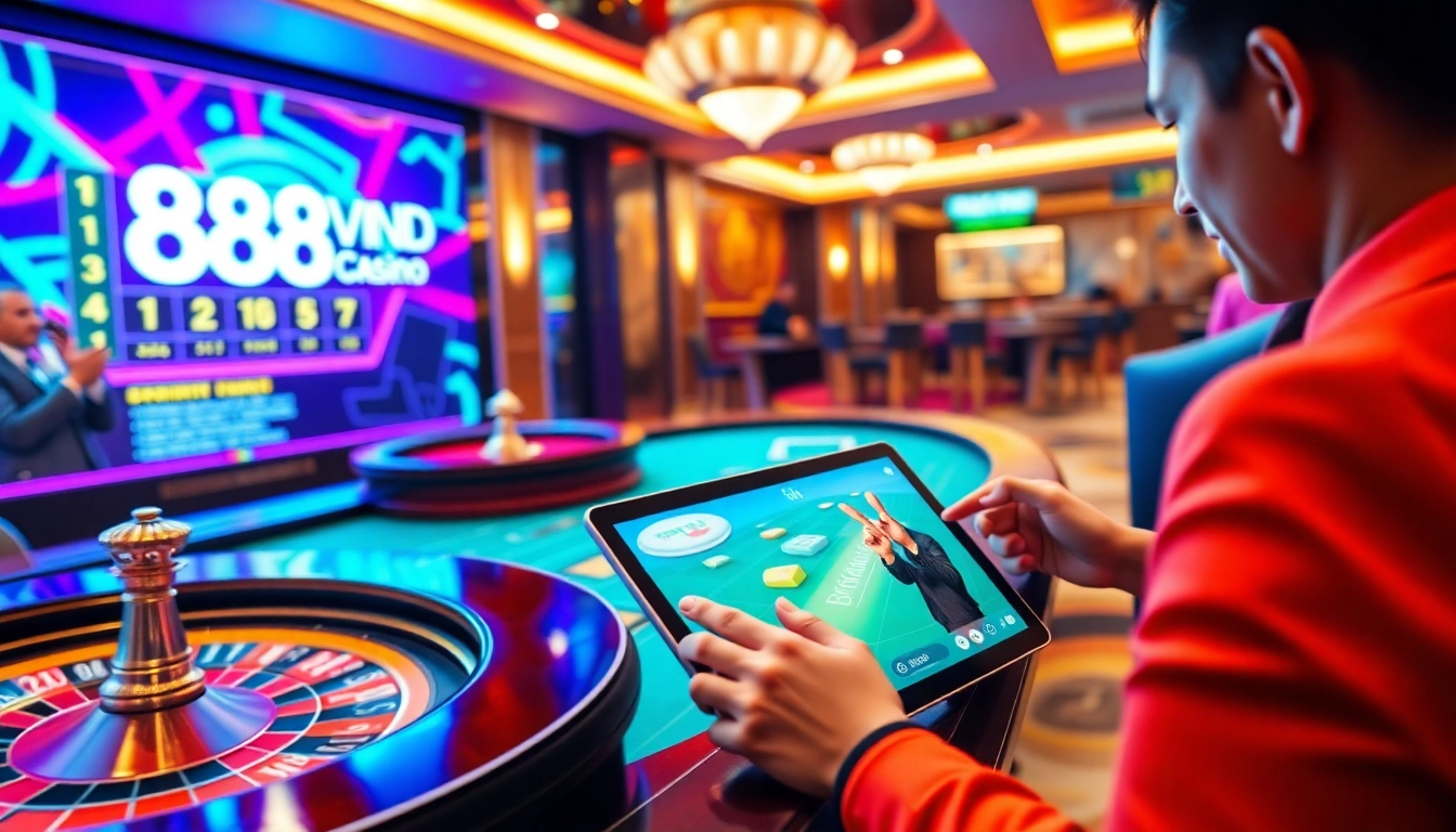 Experience high-stakes gaming at 888VND with vibrant casino elements in action.