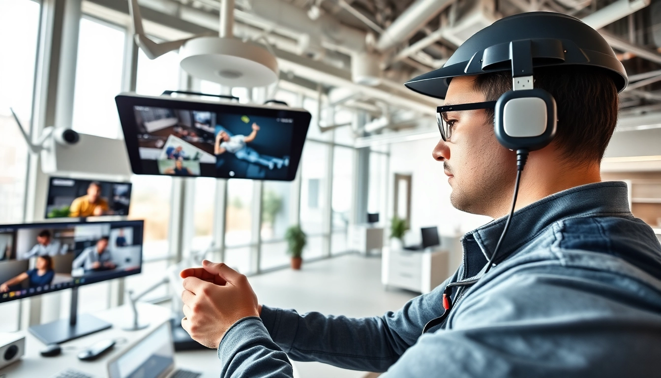 Soporte técnico en cámaras de seguridad con un técnico instalando cámaras de seguridad avanzadas en una oficina moderna.