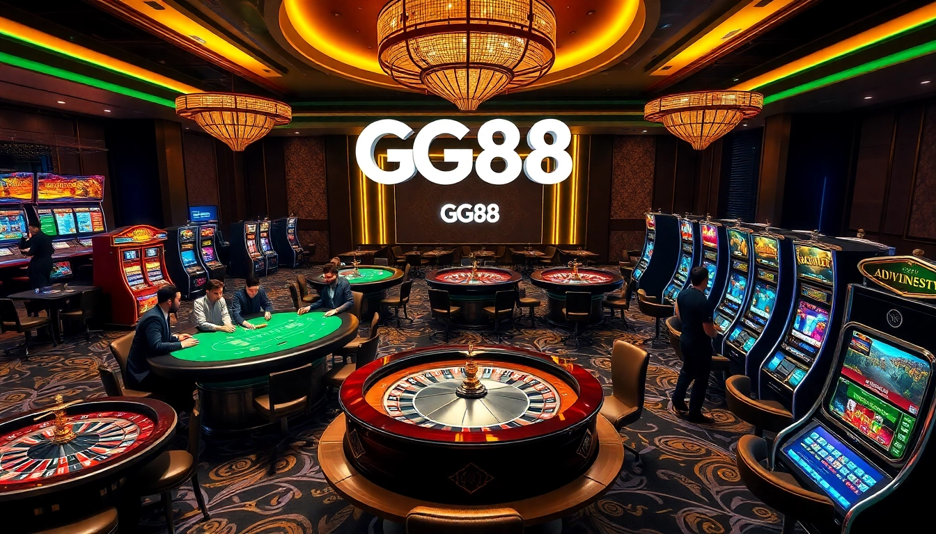 High-stakes poker action at the GG88 casino, showcasing vibrant gameplay and luxury.