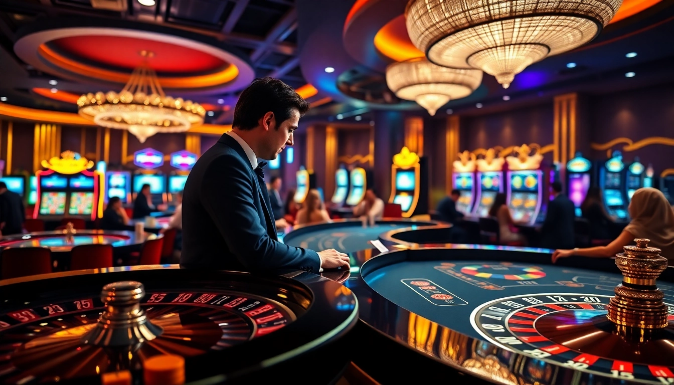 Experience the excitement of gambling at https://g28.store/ with a luxurious casino scene featuring roulette and poker.