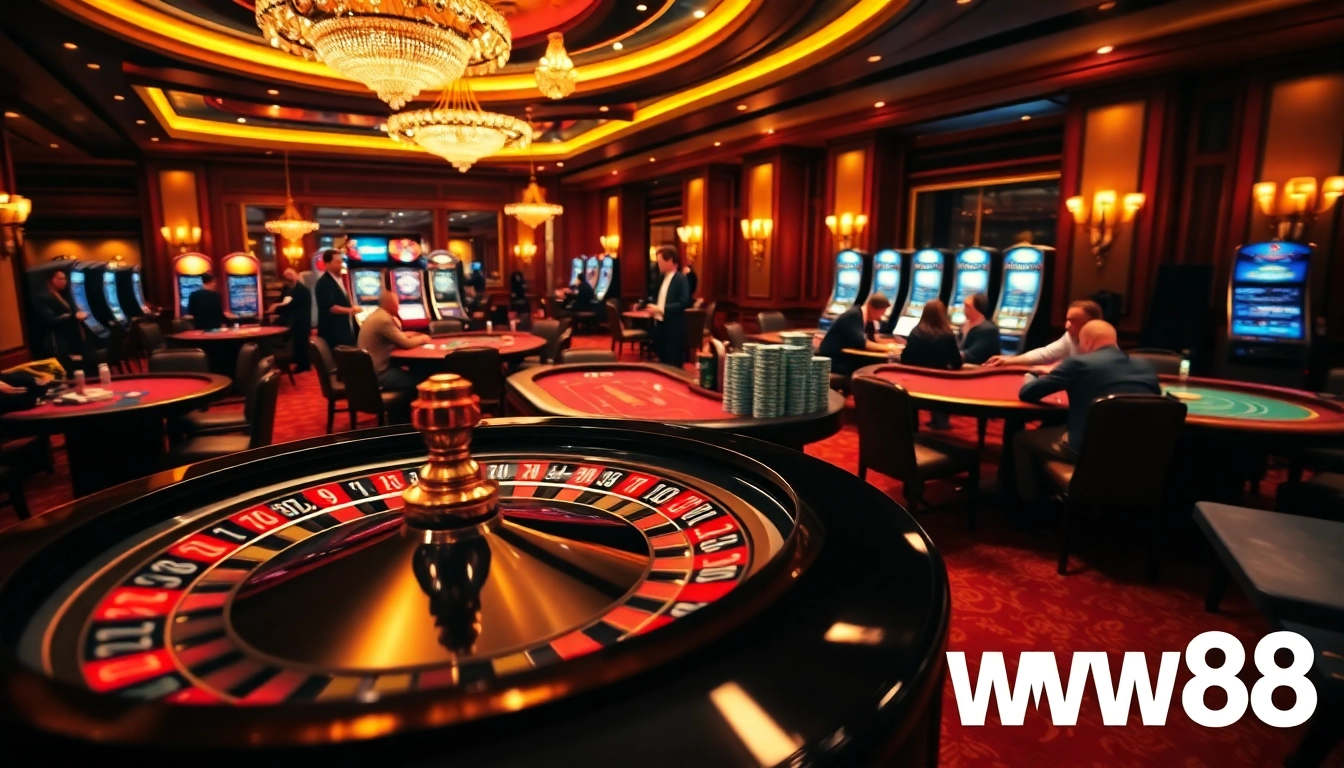 Experience excitement at WW88's luxurious casino featuring roulette and poker.